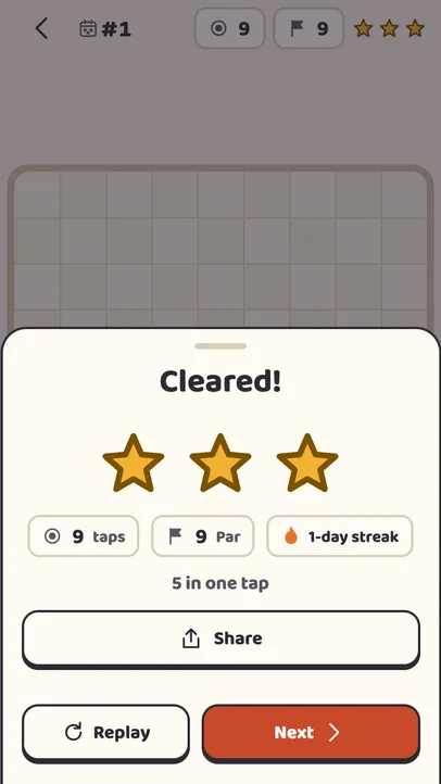 The Daily board result screen